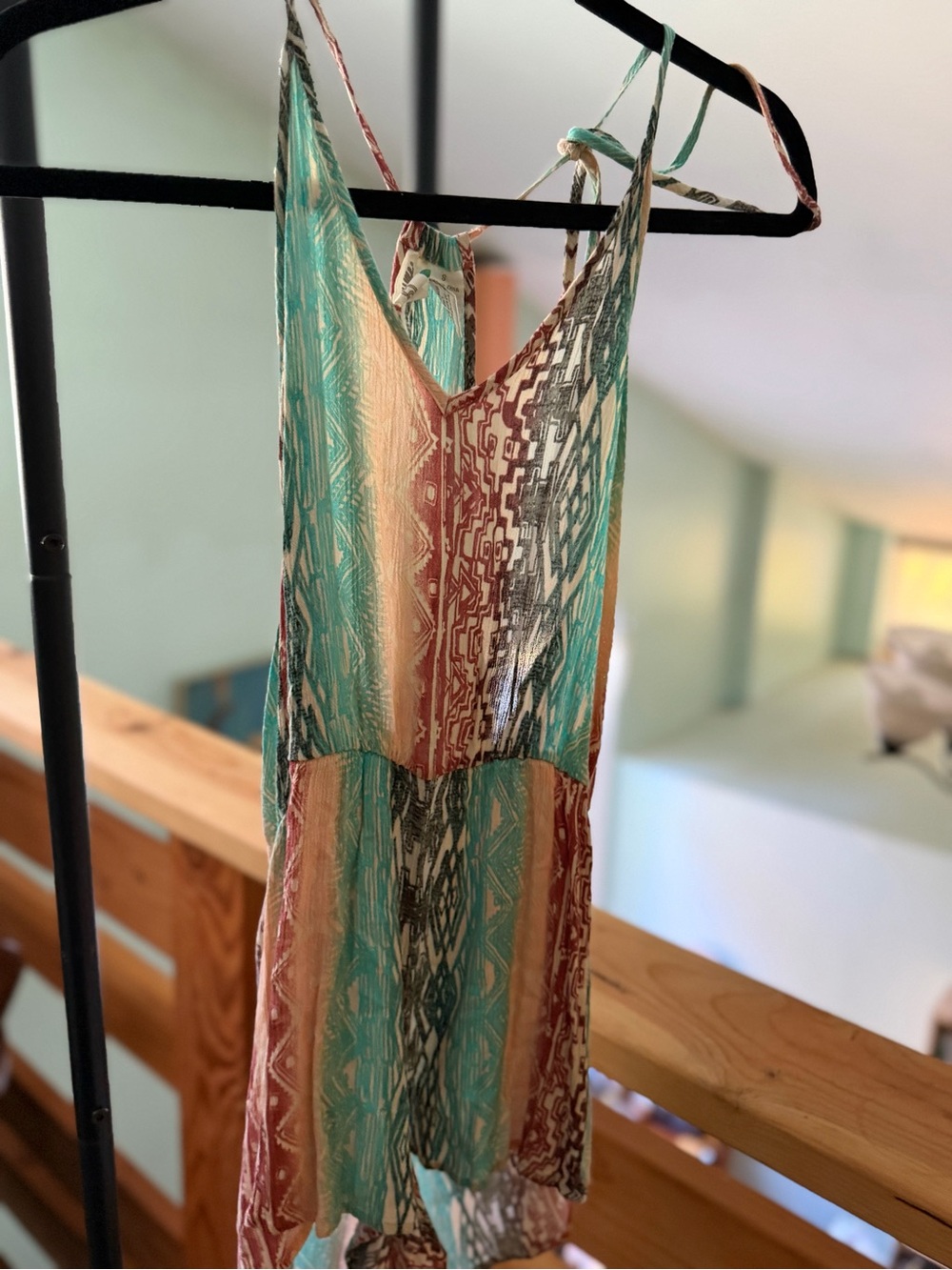 Boho Printed Tank short in Teal & Rust
